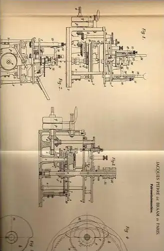 Original Patentschrift - Patronenlademaschine , 1899 , J. de Braam in Paris , Munition , Waffe !!!