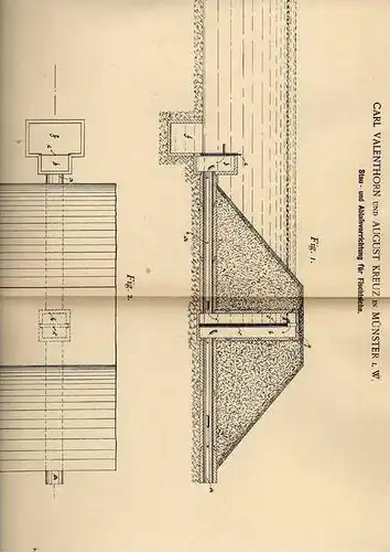 Original Patentschrift - A. Kreuz in Münster i.W. ,1901 , Fischteich Stauanlage , Fisch , Angeln , Fischzucht !!!