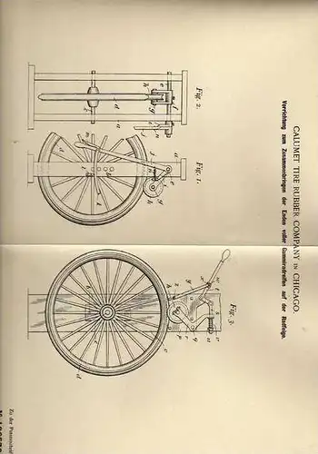 Original Patentschrift - Calumet Tire Rubber Company in Chicago , Reifen Maschine , 1900  !!!