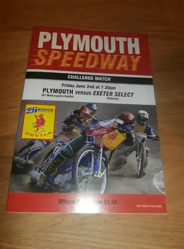 Speedway Plymouth , 2.6.2006 , Exeter , Programmheft / Programm / Rennprogramm , program !!!