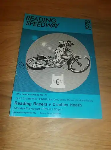 Speedway Reading , 7.8.1978 , Cradley , Programmheft / Programm / Rennprogramm , program !!!