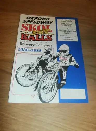 Speedway Oxford , 21.04.1988 , Programmheft / Programm / Rennprogramm , program !!!