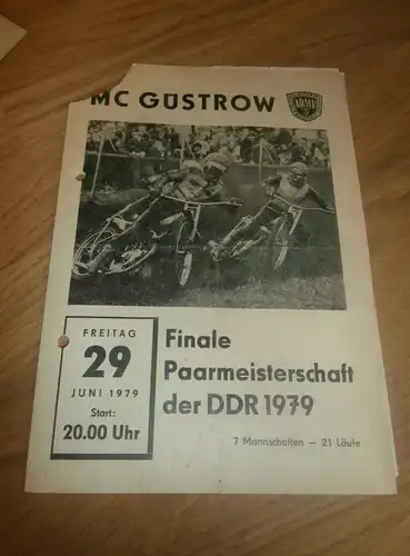 Speedway Güstrow 29.06.1979 , DDR Meisterschaft Finale , Programmheft / Programm / Rennprogramm , program !!!