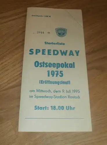 Speedway Rostock 9.07.1975 , Programmheft / Programm / Rennprogramm , program !!!