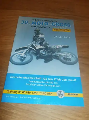 Moto Cross Prisannewitz b. Rostock 9.05.2004 , Programmheft / Programm / Rennprogramm , program !!!