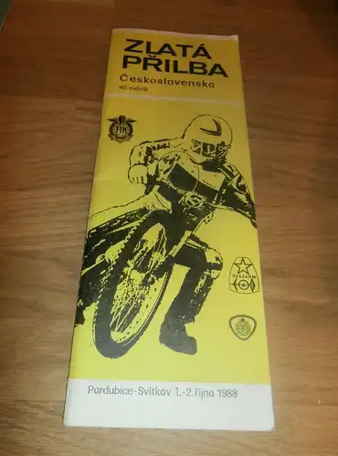 Speedway Pardubice 1988 , Zlata Prilba , Programmheft / Programm / Rennprogramm , program !!!