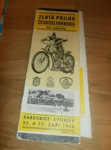 Speedway Pardubice 1984 , Zlata Prilba , Programmheft / Programm / Rennprogramm , program !!!