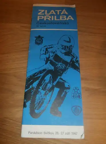 Speedway Pardubice 1987 , Zlata Prilba , Programmheft / Programm / Rennprogramm , program !!!