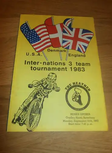 Speedway Belle Vue , 12.9.1983 , England vs. USA , Danmark , Programmheft / Programm / Rennprogramm , program !!!