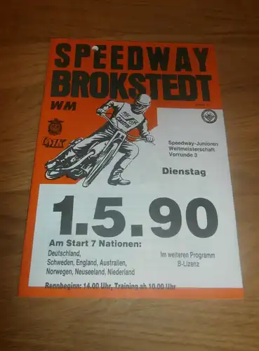 Speedway WM Brokstedt , 1.5.1990 , Programmheft / Programm / Rennprogramm , program !!!