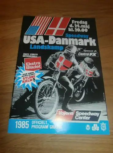 Speedway Landskamp , 24.5.1985 , USA - Danmark , Programmheft / Programm / Rennprogramm , program !!!
