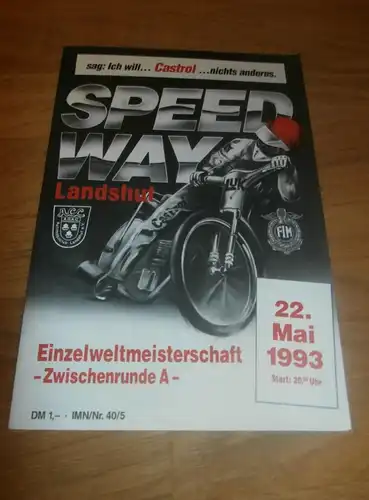 Speedway WM Landshut , 22.5.1993 , Programmheft / Programm / Rennprogramm , program !!!