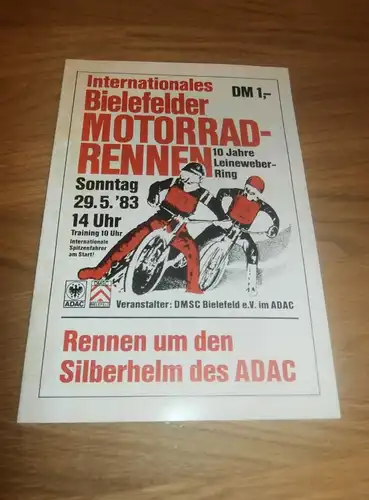 Speedway Bielefeld , 29.5.1983 , Sandbahn , Programmheft / Programm / Rennprogramm , program !!!