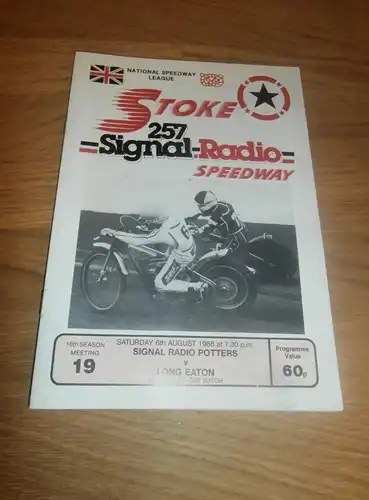 Speedway Stoke , 6.8.1988 , Long Eaton , Programmheft / Programm / Rennprogramm , program !!!