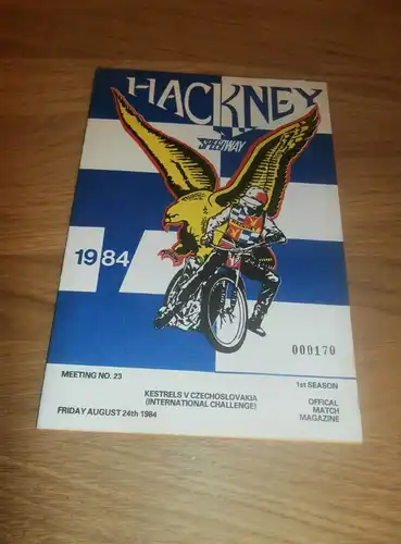 Speedway Hackney  24.8.1984 , London , Programmheft / Programm / Rennprogramm , program !!!