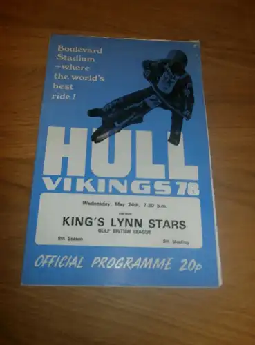 Speedway King's Lynn 24.5.1978 , Programmheft / Programm / Rennprogramm , program !!!