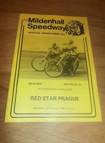 Speedway Mildenhall 20.8.1980 , Prague / Praha , Programmheft / Programm / Rennprogramm , program !!!