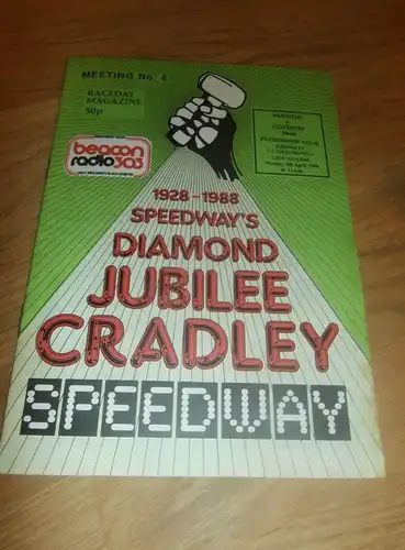 Speedway Cradley 4.4.1988 , Programmheft / Programm / Rennprogramm , program !!!