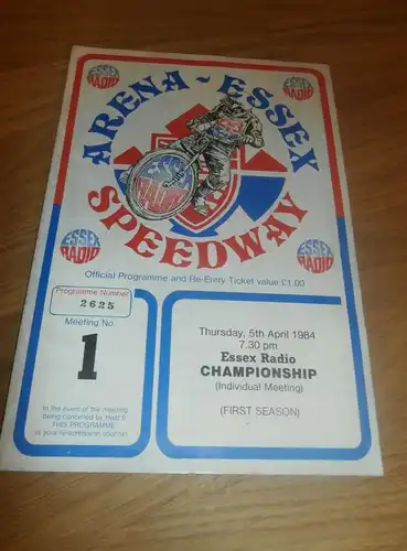 Speedway Essex 5.4.1984 , Programmheft / Programm / Rennprogramm , program !!!