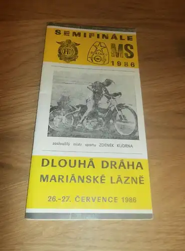 Langbahn WM Marianske Lazne / Marienbad , 27.7.1986 , Grasbahn , Programmheft / Programm / Rennprogramm , program !!!