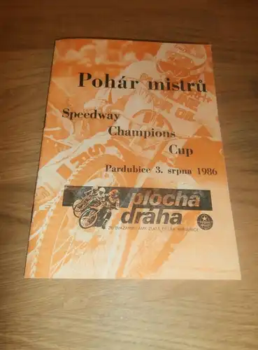 Speedway WM Pardubice , 3.8.1986, Programmheft / Programm / Rennprogramm , program !!!