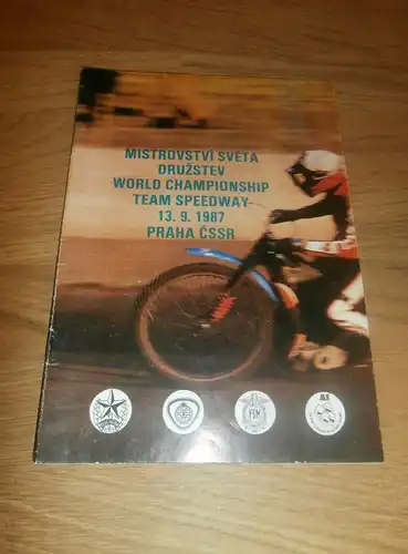 Speedway WM Prag / Praha , 13.9.1987, Programmheft / Programm / Rennprogramm , program !!!