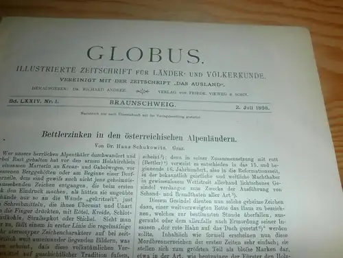 Völkerkunde Juli-Dezember 1898 , gebundene Zeitschrift , Expeditionen , Kolonien , Reisen , Berichte , Etnologie !!!