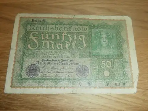 Reichsbanknote Fünfzig Mark 1919 , Banknote 50 Mark , Reihe 3 !!!