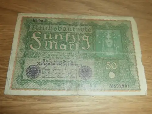 Reichsbanknote Fünfzig Mark 1919 , Banknote 50 Mark , Reihe 2 !!!