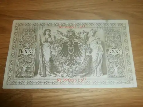 Reichsbanknote 1000 Mark 1910 , rot gestempelt , Ein Tausend Mark !!!