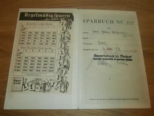 altes Sparbuch Ohrdruf , 1938 - 1944 , Sparkasse , Bank !!!