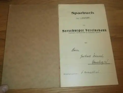 altes Sparbuch Merseburg , 1933 - 1943 , Gerhard Wünsch , Sparkasse , Bank !!!