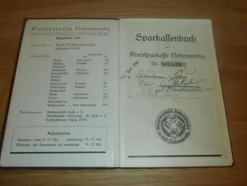 altes Sparbuch Bad Liebenwerda / Falkenberg , 1940 - 1945 , Ruth Jakob , geb. Sandmann , Sparkasse , Bank !!!