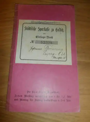 altes Sparbuch Colditz , 1930 - 1945 , Johanna Flemming , Sparkasse , Bank !!!