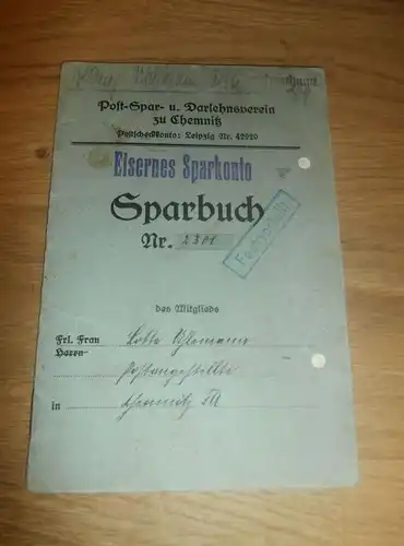 altes Sparbuch Chemnitz , 1942 - 1945 , Lotta Uhlemann , Postangestellte , Sparkasse , Bank !!!