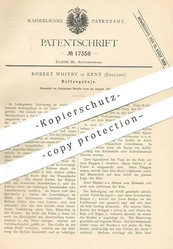 original Patent - Robert Whitby , Kent , England , 1881 , Rettungsboje | Boje , Signal | Wasserrettung , Bojen !!