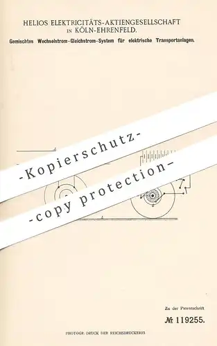 original Patent - Helios Elektrizitäts- AG , Köln / Ehrenfeld , 1897 , Wechselstrom - Gleichstrom System für Straßenbahn