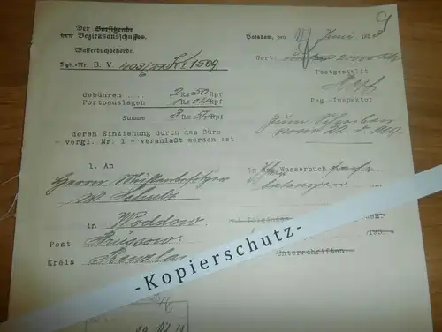 Mühlenbesitzer in Woddow b. Brüssow , 1933 , Mühle , Regierung Potsdam !!!