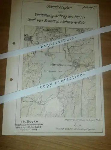 Plan des Graf von Schwerin v. Schwanenfeld , 1943 , Verleihung , Wrechen , Fürstenwerder , Kornow , Georginenau !!!