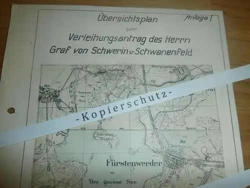 Plan des Graf von Schwerin v. Schwanenfeld , 1943 , Verleihung , Wrechen , Fürstenwerder , Kornow , Georginenau !!!