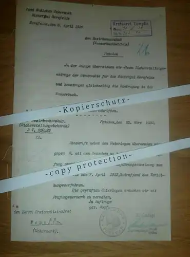 Rittergut Herzfelde  , 1930 , Post Haßleben , Templin , Kreisarzt , Regierung Potsdam !!!