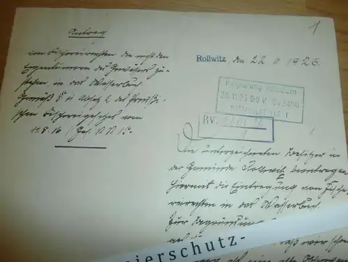 Rollwitz , 1926 , Züsedom , Schmwarsow , Damerow , Regierung Potsdam !!!