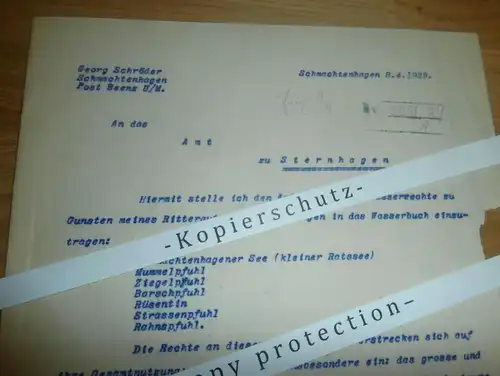 Rittergut Schmachtenhagen / Post Beenz , 1929 , Fischerei , Sternhagen , Lychen !!!