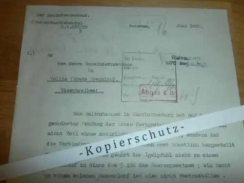 Wollin b. Prenzlau , 1930 , Kulturbauamt , Wasserlauf Igelpfuhl !!!