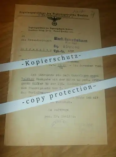 staatliches Gesundheitsamt Prenzlau , 1942 , Verleihungsbehörde , Regierung Potsdam !!!