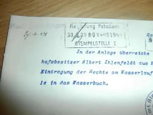 Bauernhofbesitzer A. Ihlenfeldt in Hindenburg ,1929 , Schmachtenhagen , Sternhagen , Oranienburg , Regierung Prenzlau !!