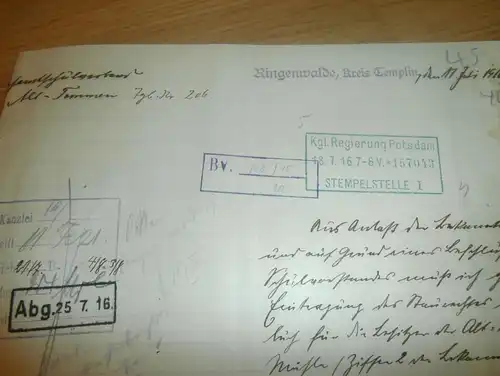 Ringenwalde / Alt Temmen , 1916 , Schorfheide , Kgl. Regierung Potsdam !!