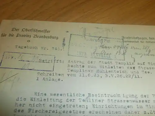 Oberfischmeister in Friedrichshagen , 1923 , Templin , Fischerei , Mühlenteich , Uckermark !!!