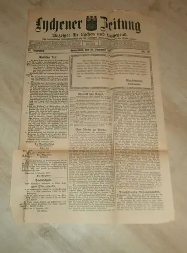 Lychener Zeitung , 1927 , Dr. Pannwitz , Lychen ,  Kaufhaus, Fürstenberg , Reklame / Werbung !!!