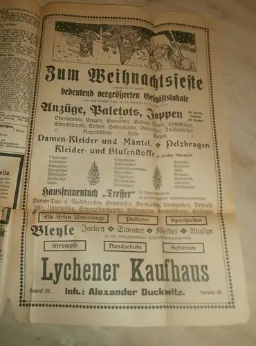 Lychener Zeitung , 1927 , Dr. Pannwitz , Lychen ,  Kaufhaus, Fürstenberg , Reklame / Werbung !!!